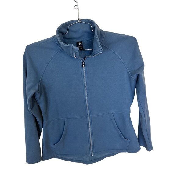 Skechers Womens Full Zip Sweatshirt Jacket Large Sky Grey Blue Pockets Athletic - Picture 1 of 7